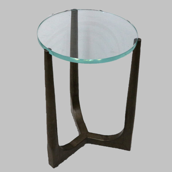 Round Bronze Glass Top End Table