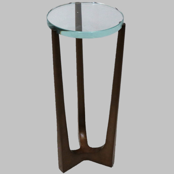 Round Bronze Glass Top End Table