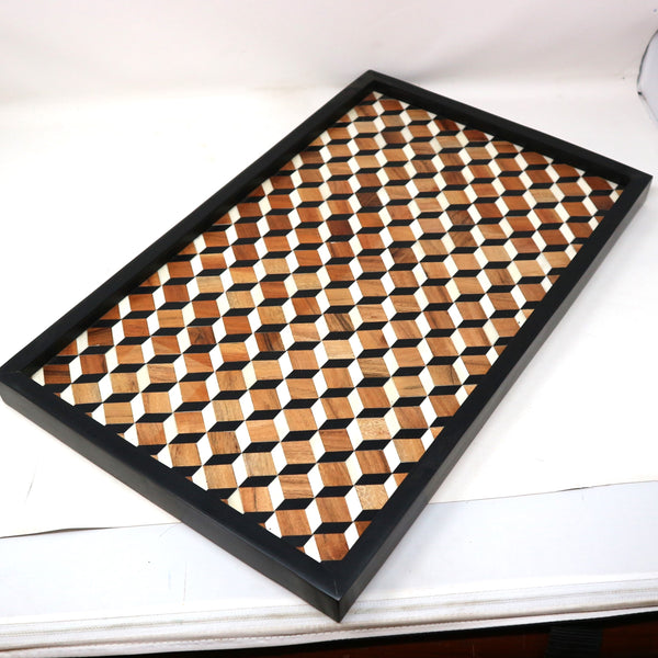 Bone Inlay Black Wood Tray