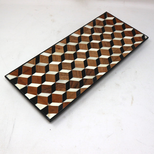 Bone Inlay Black Wood Tray