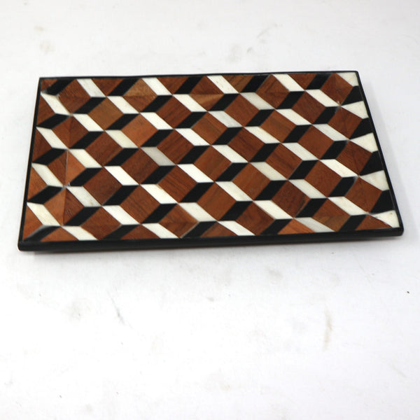 Bone Inlay Black Wood Tray