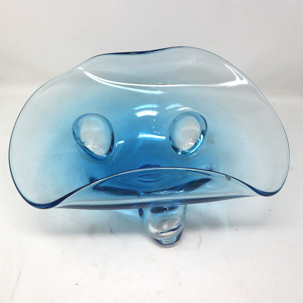 Blue Glass Footed Bowl