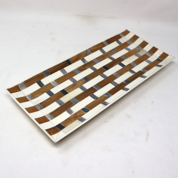 White Bone Inlay Tray Medium