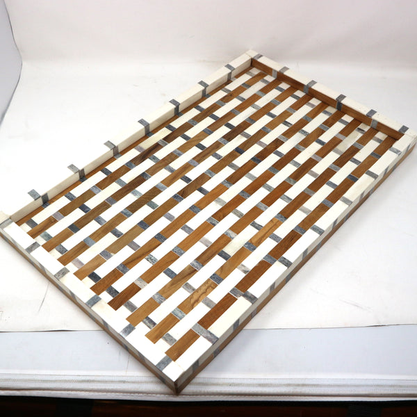 White Bone Inlay Tray Large