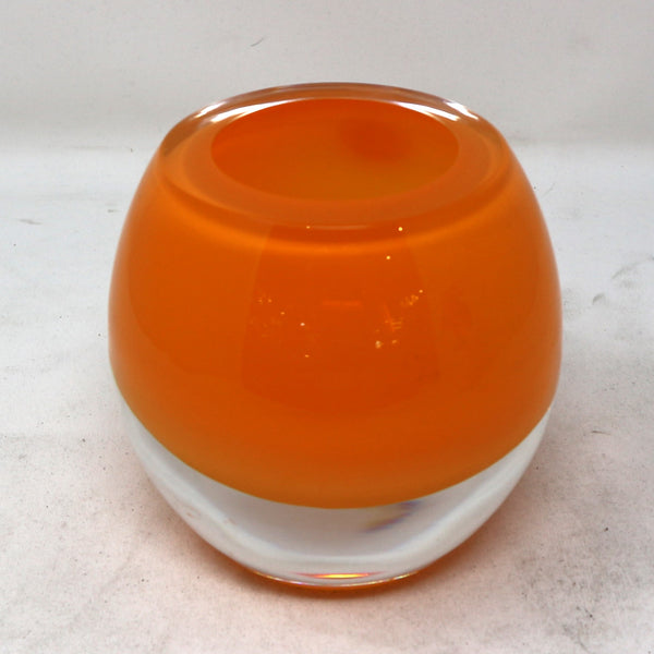 Small Round Orange Glass Vase