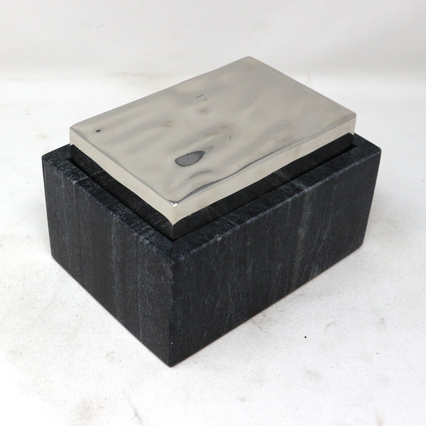 Black Marble & Silver Metal Box