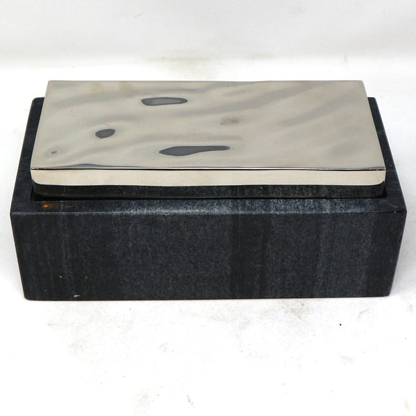 Black Marble & Silver Metal Box