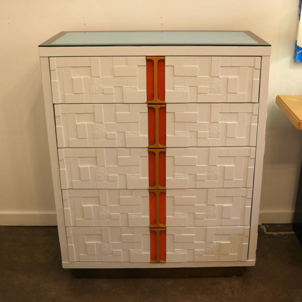 Vintage Brutalist White & Orange Chest