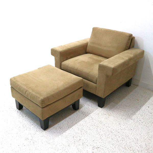 American Leather Micro Suede Chair & Ottoman