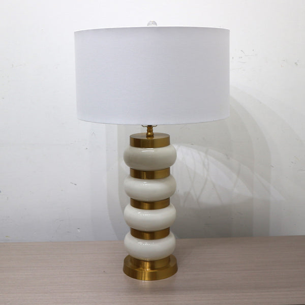 Gold & White Glass Stacked Table Lamp