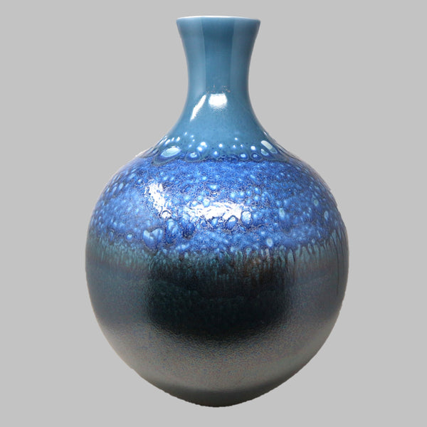 Bulbous Blue Ceramic Vase