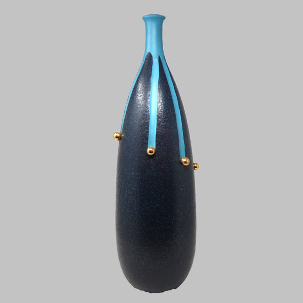 Blue & Gold Ceramic Vase – Italy