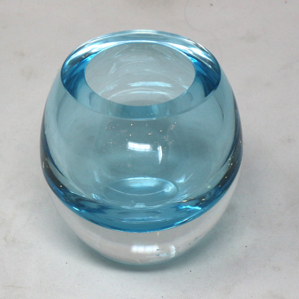 Round Light Teal Glass Vase