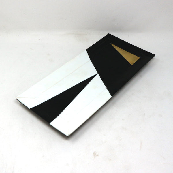 Med Black, White, & Brass Inlay Tray