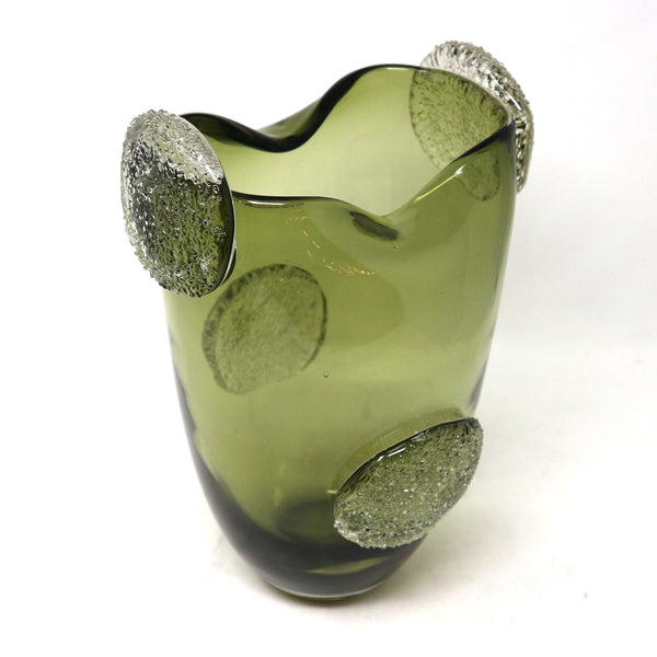 Hand Blown Green Art Glass Vase