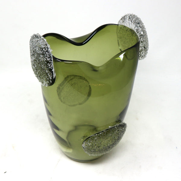 Hand Blown Green Art Glass Vase