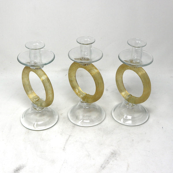 Set of 3 Glass Candle Holders