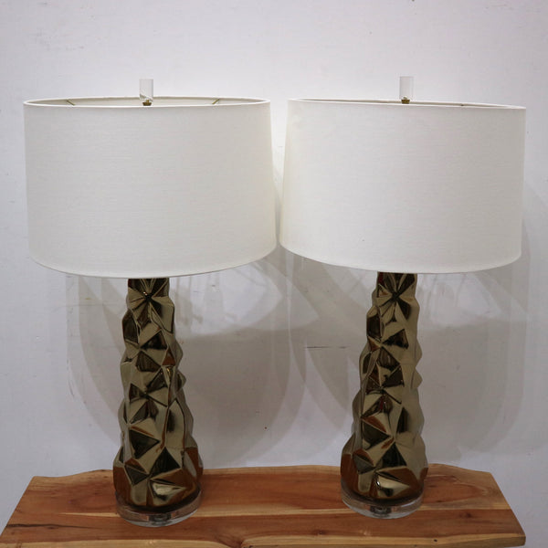 Pair of Bronze Ceramic Table Lamps