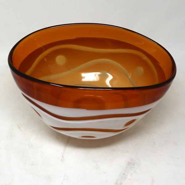 White & Amber Glass Bowl