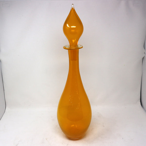 Yellow Glass Bottle Vase w/ Lid