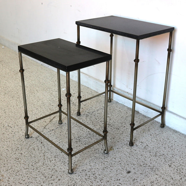 Set of 2 Black Granite Nesting Tables