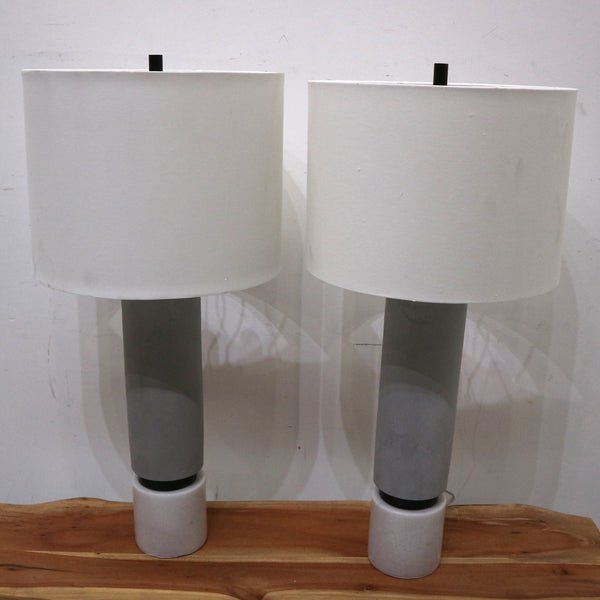 Pair of Astral Gray Concrete & Marble Lamps