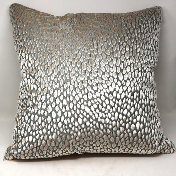 Pair of Silver Cut Velvet Down Filled Pillows