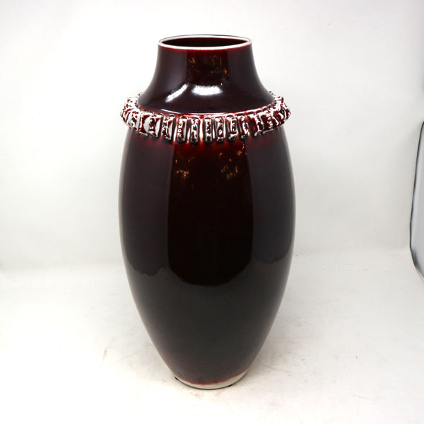 Ruffle Oxblood Ceramic Vase