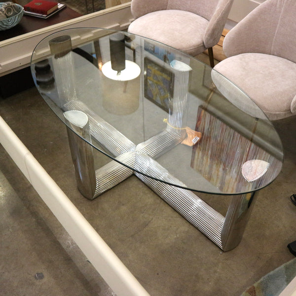 Global Views Nickel & Glass Oval Coffee Table