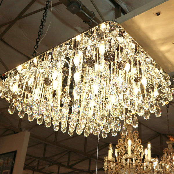 Large Flush Mount Crystal Chandelier