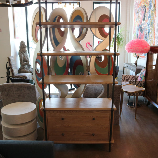 Wood & Metal w/2 Drawer Etagere