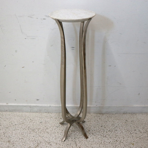 Medium Open Curving Nickel Pedestal w/Marble