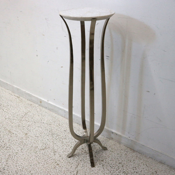 Tall Open Curving Nickel Pedestal w/Marble