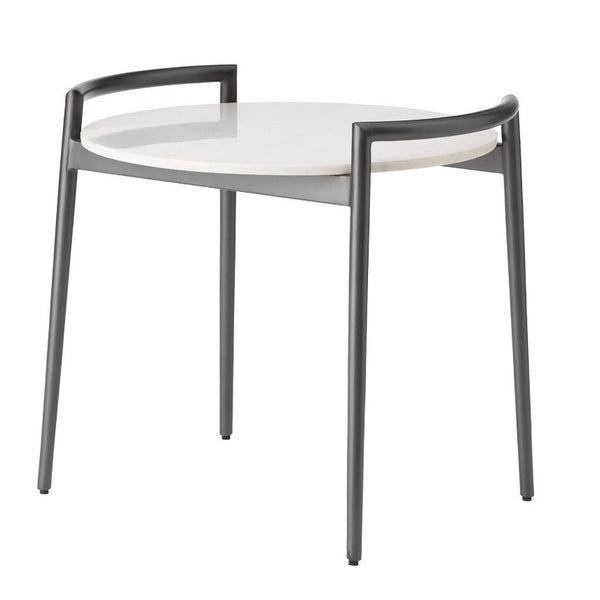 Retro Round Iron and Marble Side Table "as-is"