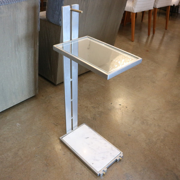 Carrera Marble, Glass, Silver & Brass Side Table