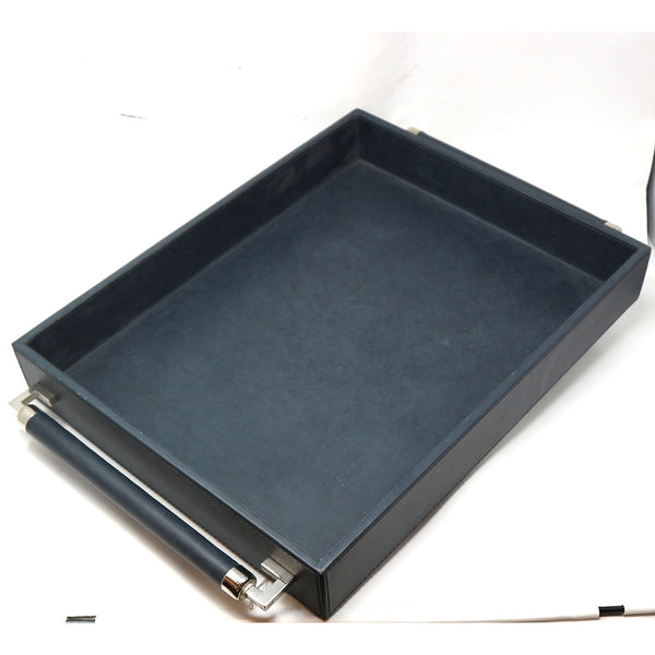 Double Handle Leather Serving Tray