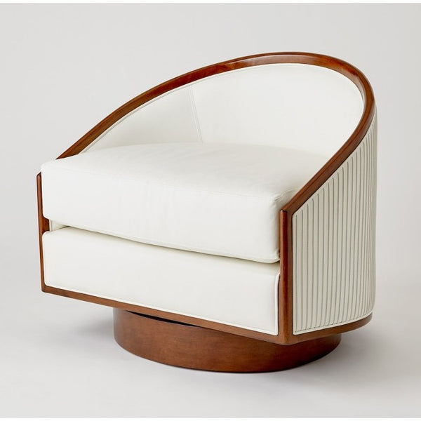 Sawyer White Leather Swivel Chair