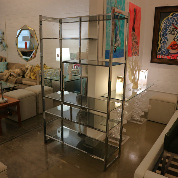 Chrome & Smoke Glass Etagere "As Is"