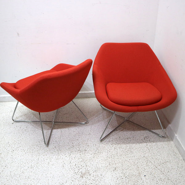 Pair Mandarin Upholstered Allermuir Chairs