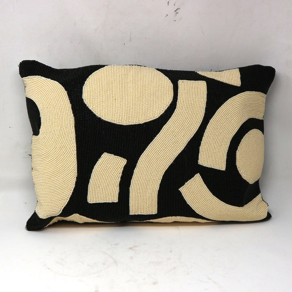 Black & Cream Beaded Throw Pillow (3-Available)