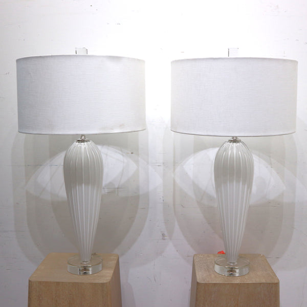 Global Views Teardrop White Glass Lamp