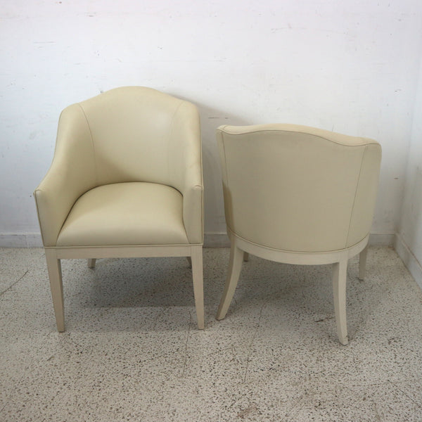 Set OF 4 Grace Leather Ivory Leather Chairs by William D Scott