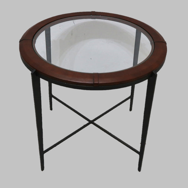 Leather & Glass Side Table