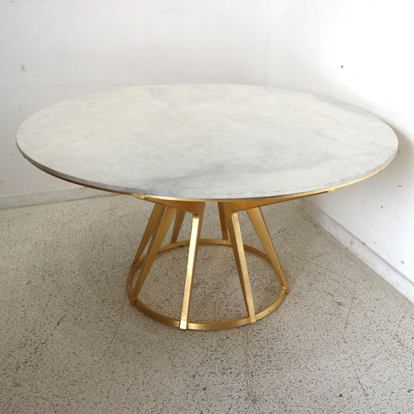 Round White Marble Top Dining Table