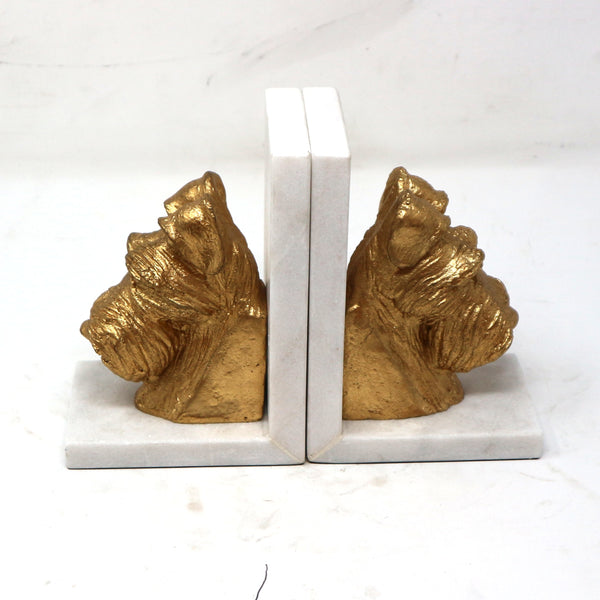 Gold Leaf Schnauzer Book Ends