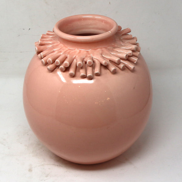 Small Round Pink Ceramic Vase