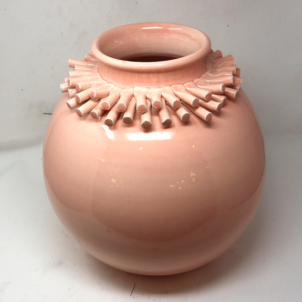 Large Round Pink Ceramic Vase