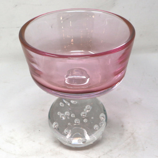Bella Light Pink Glass Footed Bowl