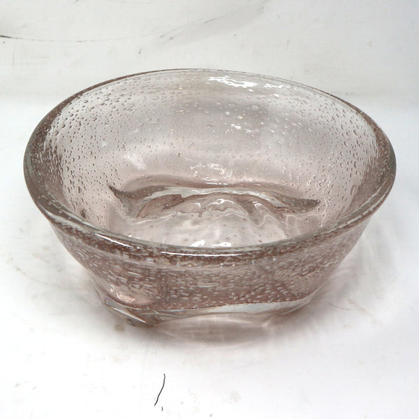 Pink Glass Bowl W/ Bubbles