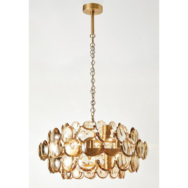 Cabochon 9-Light Amber Glass Chandelier
